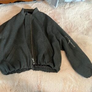 Zara Gray Bomber Jacket